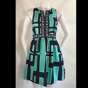 Crown & Ivy Dress Mint Green and Navy
